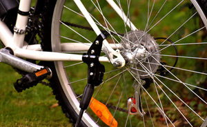 Close-up the rear wheel on a bicycle