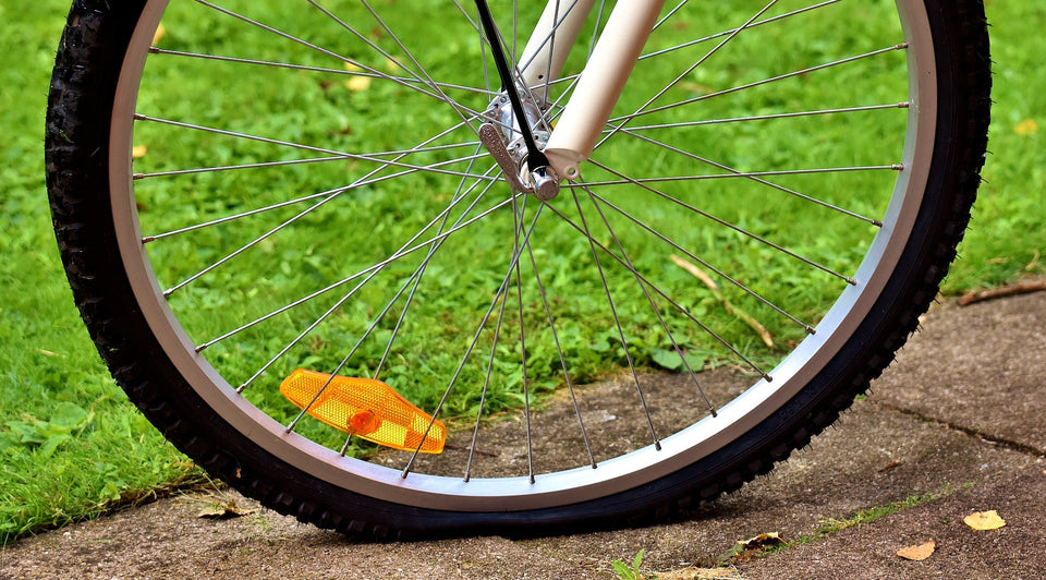 Close-up of a flat bicycle tire