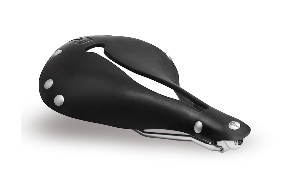 Side view of the Selle Anatomica R2 rubber bicycle saddle, black