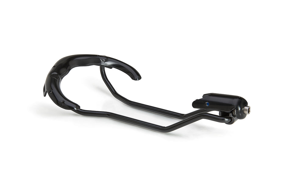 The upgraded rails with nose piece attachment point placed over the tension slide, forming the complete frame